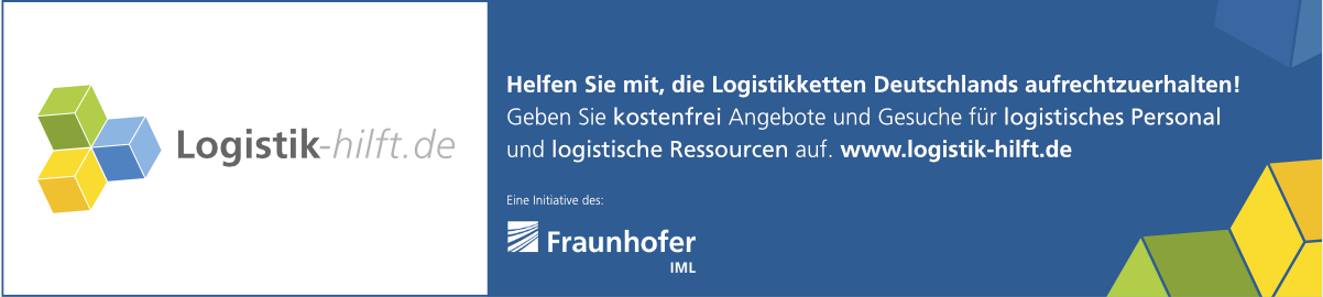 Hier wird der Banner zur Aktion »Logistik-hilft«, initiiert vom Fraunhofer IML, gezeigt.